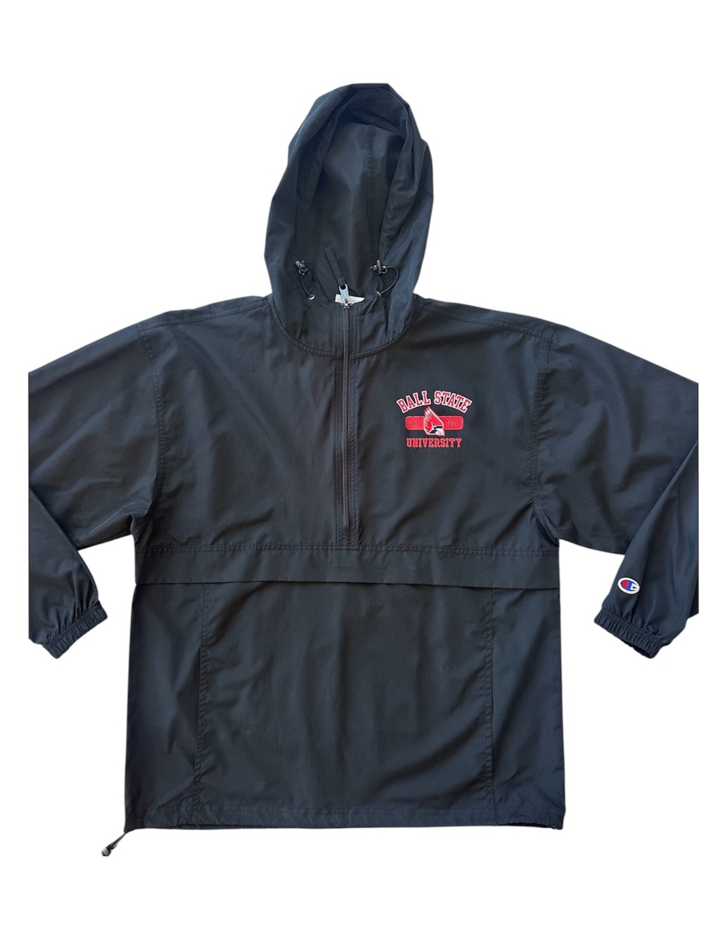 Champion Half-Zip Hoodie with Ball State University Logo - Black